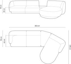 MICADONI Miley 303 cm-es bársony sarokkanapé, jobb oldali (MIC_SET1R_51_F1_MILEY5)