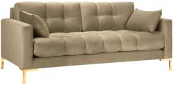 Micadoni Mamaia bézs bársony háromüléses kanapé 177 cm arany alappal (MIC3SE1MAMAIA102)