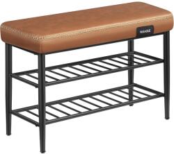 Brius Banca pantofi 3 niveluri sezut tapitat piele pu otel, 80x30x50 cm, maxim 135 kg, maro caramel (EZ-LSB054K01) Pantofar