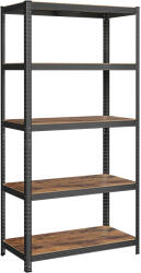 Brius Raft de depozitare metalic, cu polite din PAL, 5 polite, max. 600 kg, 200x100x50cm, maro si negru (EZ-GLR050B11) Raft