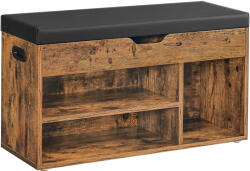 Brius Pantofar cu banca, capitonata, 3 compartimente, sarcina 150 kg, 30x80x44cm, vintage, maro inchis (EZ-LHS30BX) Pantofar
