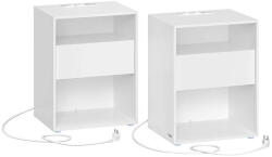 Brius Set 2 noptiere cu porturi USB si prize, sertar si rafturi deschise, 45x35x58 cm, alb mat (EZ-LET776W01)