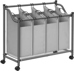 Brius Cos de rufe cu 4 saci detasabili, structura metalica pe roti, 4x35L, 87x38x81cm, gri (EZ-LSF005GS)