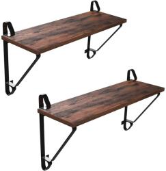 Brius Rafturi de perete suspendate, set 2 bucati, 60x20x33cm, stil industrial, maro rustic si negru (EZ-LCR01BX) Raft