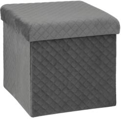 Brius Taburet pliabil catifea cu depozitare, mdf, 31x31x31 cm, textura moale, gri (JJ-167845E)