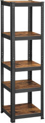 Brius Etajera 5 rafturi ajustabile, structura metalica, stil industrial, MDF, 37x37x150 cm, maro si negru (EZ-GLR037B01) Raft