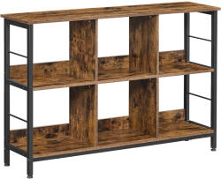 Brius Biblioteca 6 cuburi depozitare pal cadru otel, 33x120x80 cm, stil industrial, maro rustic (EZ-LLS104B01) Raft