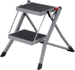 Brius Scara pliabila cu 2 trepte, cauciuc antiderapant, cu maner, sarcina 150 kg, otel, 50x60x44cm, gri si negru (EZ-GSL002GY01) Raft