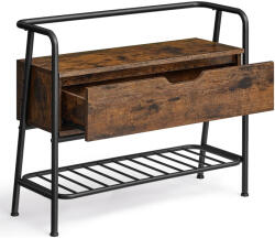Brius Pantofar banca depozitare raft sertar stil industrial, 30x80x64 cm, maxim 136 kg, maro rustic (EZ-LSB051K01) Pantofar