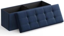 Brius Taburet pliabil cu sezut moale, spatiu de depozitare 131litri, maxim 300kg, 110x38x38cm, albastru inchis (EZ-LSF77IN)