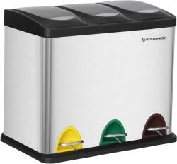 Brius Cos gunoi inox 3 compartimente colectare selectiva 3x8l, 47x28x40 cm, pedala, argintiu negru (EZ-LTB24L) Cos de gunoi