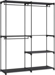 Brius Dulap de haine portabil, cu 3 bare de agatat si rafturi, 138x43x182 cm, negru (EZ-RYG025B02) Garderoba