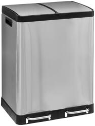 Brius Cos de gunoi Ariane cu pedala, din inox, colectare selectiva, 2 x 30L, 49x40x67 cm, argintiu (JJ-186157A) Cos de gunoi