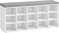 Brius Banca pentru hol cu suport pentru pantofi, 15 compartimente, cu perna, 30x105x48cm, alb (EZ-LHS15WT) Pantofar