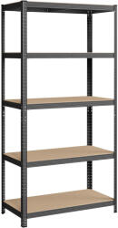 Brius Raft de depozitare metalic, cu rafturi din MDF, 5 polite, max. 600 kg, 200x100x50cm, gri (EZ-GLR050G01) Raft
