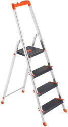 Brius Scara aluminiu pliabila 4 trepte maner tava unelte 150 kg, 44x156 cm, antiderapanta, negru (EZ-GLT04BK) Raft