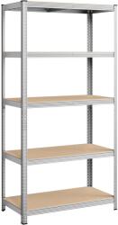 Brius Raft de depozitare metalic, cu rafturi din MDF, 5 polite, max. 600 kg, 200x100x50cm, argintiu (EZ-GLR050E01) Raft