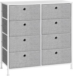 Brius Comoda 8 sertare textile cadru metalic blat mdf modern, 80x30x81 cm, design luminos, gri alb (EZ-LTS24W) Comoda