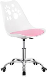 Sersimo Scaun birou ergonomic, cu sezut din spuma, reglabil pe inaltime, maxim 120 kg, 90x49x48 cm, alb si roz (HF-0037)