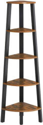 Brius Raft colt 5 etaje cadru metal polite lemn industrial, 33x34x159 cm, design rustic, maro negru (EZ-LLS35X) Raft
