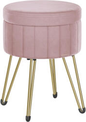 Brius Taburet rotund cu spatiu de depozitare, tapitat catifea, 32x39x44 cm, roz (EZ-LOM003R01)