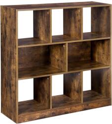 Brius Biblioteca, raft cu 8 unitati de depozitare, pentru living, din lemn, 97x30x100cm, maro rustic (EZ-LBC52BX) Raft