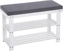 Brius Banca pantofi bambus 2 niveluri perna maxim 150 kg, 71x29x49 cm, confort sporit, alb gri (EZ-LBS604W01) Pantofar