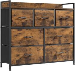 Brius Comoda 7 sertare textile cadru metalic blat pal industrial, 98x29x85 cm, organizare, maro rustic (EZ-LTS137B01) Comoda