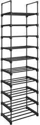 Brius Raft de depozitare pantofi pe 10 niveluri, metal, instalare modulara, 30x45x174cm, negru (EZ-LSA25BK) Pantofar