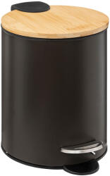 Brius Cos gunoi 5Five Modern Color cu capac bambus si sistem soft-close, otel, polipropilena si bambus, 3L, 22x17x23 cm, negru (JJ-174572F) Cos de gunoi