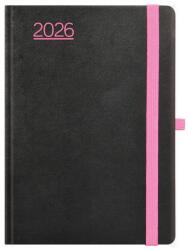 TopTimer Határidőnapló 2026, N021 A5 (Napi beoszt. ) FEKETE-PINK (26T021N-00E)