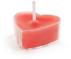 PartyDeco Tea mécses, szív alakú, piros, 10 darab