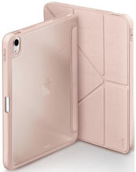 Apple iPad Air (2020 / 2022) / iPad Air 11 (2024 / 2025), mappa tok, közepesen ütésálló, Apple Pencil tartóval, Antibakteriális védelemmel, Origami Smart Case, Uniq Moven, átlátszó/rózsaszín