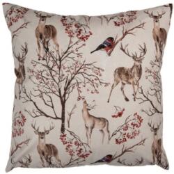Clayre & Eef Párnahuzat szarvasokkal és madarakkal, 45x45cm