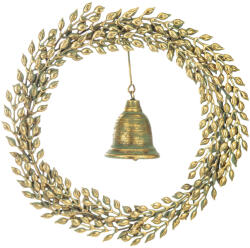 ART-POL Dekoracja Metalowa Wianek metal złoty, zielony 45x45x10 cmcm (167562)