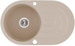 Laveo DAFNE egykör csepptálcás bézs mosogató dugókiemelős helytakarékos szifonnal