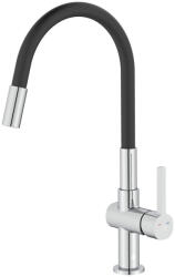 Laveo ALITA króm / matt fekete kétfunkciós rugalmas tömlős csaptelep (BVA_762D)