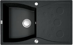 Laveo MOLOKIN matt fekete gránit mosogató dugókiemelős szifonnal, 80x50 cm