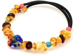 R. M. ékszer Borostyán memória splitter szív gyerek karkötő (023723)