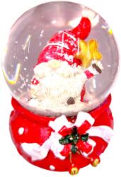  Karácsonyi hógömb törpékkel piros alapon szalaggal 6cm (1228047)