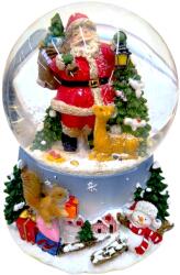  Karácsonyi hógömb Mikulással és hóemberrel, LED-del - 20 cm (1241621)