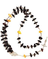 R. M. ékszer Borostyán sötét barna splitter rózsafüzér (023678)