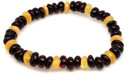 R. M. ékszer Borostyán kerek sötétbarna sárga splitter karkötő (023709)