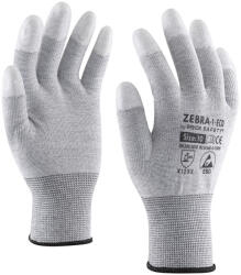 ROCK SAFETY Karbonszálas poliészter ESD kesztyű PU ujjvégmártással, gazdaságos változat (ZEBRA-1-ECO)