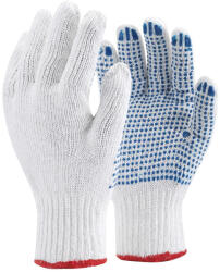 TOP COPE4 PVC kötött kesztyű pontozott, pamut/poliészter, gumírozott mandzsetta