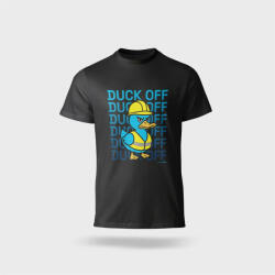TOP Póló kereknyakú Duck Off felirattal, 100% pamut 190g/m2, fekete