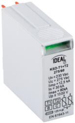 Kanlux , 230V, 1P, IP20, beltéri, fehér, ITS KSD-T1+T2 275/60 M túlfeszültség korlátozó - NN energiaellátó berendezések védelme, 60kA levezetési áram (23924)