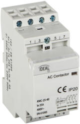  Ideal TS 230V AC, TH35, 25A 4N0/0NC moduláris kontaktor - 4 nyitó/0 záró, DIN sínre szerelhető, 5 év garancia (23252)