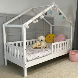 TODI Házikóágy 180×90 cm, long tetővel, star leesésgátlóval, ágyneműtartó nélkül, fehér színben