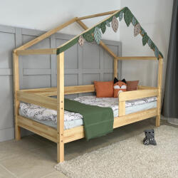 TODI Házikóágy 180×90 cm, long tetővel, classic leesésgátlóval, ágyneműtartó nélkül, festésre előkészített felülettel